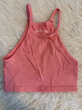 NWT Aeropostale Pink Ribbed High-Neck Cropped Tank